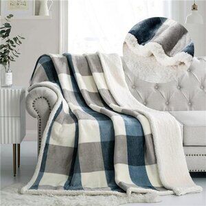 Sherpa Fleece Throw Blanket 60" x 80" Reversible Plush Fluffy Large Big Blanket